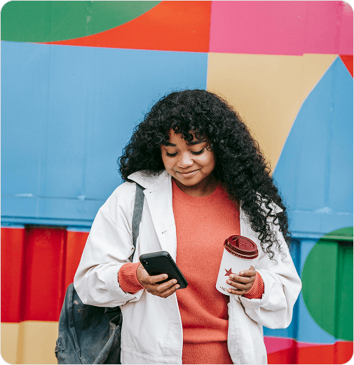 Woman with colorful background